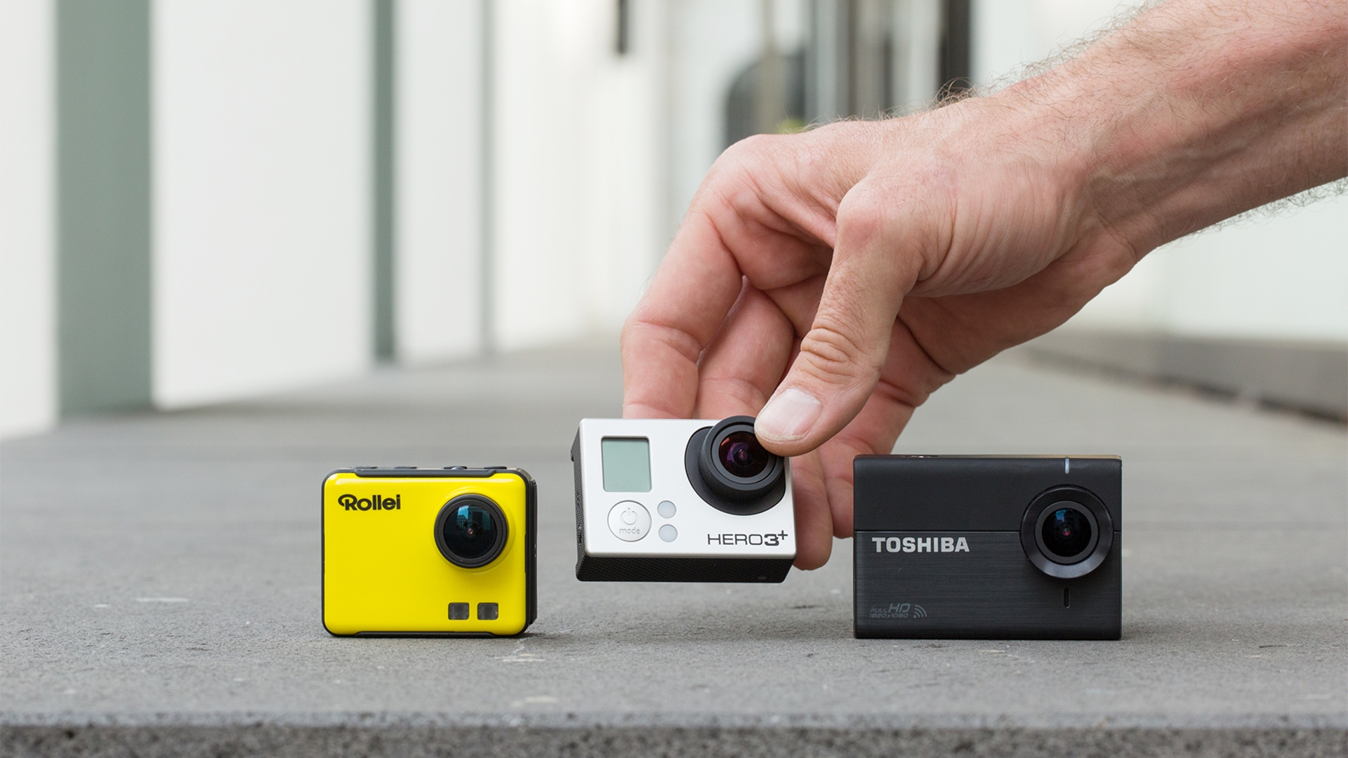 Toshiba Camileo X-Sports, GoPro Hero 3plus, Rollei Actioncam Toshiba Camileo X-Sports, GoPro Hero 3plus, Rollei Actioncam