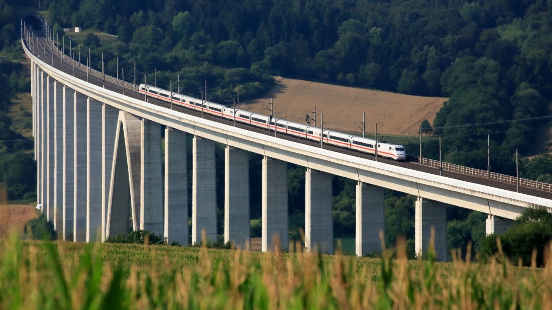 Zwei ICE 2 auf der Fulda-Talbrücke