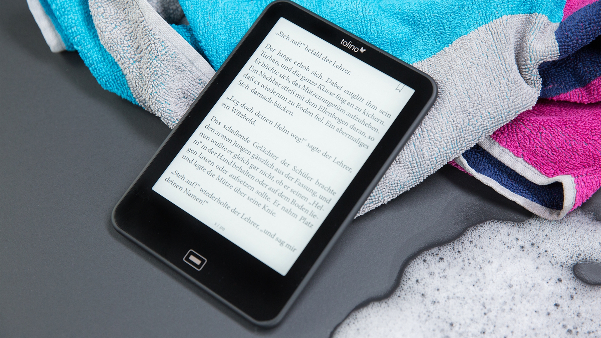 Tolino Vision 2:  Lesevergnügen auch in der Badewanne und anderen nassen Orten. Tolino Vision 2:  Lesevergnügen auch in der Badewanne und anderen nassen Orten.