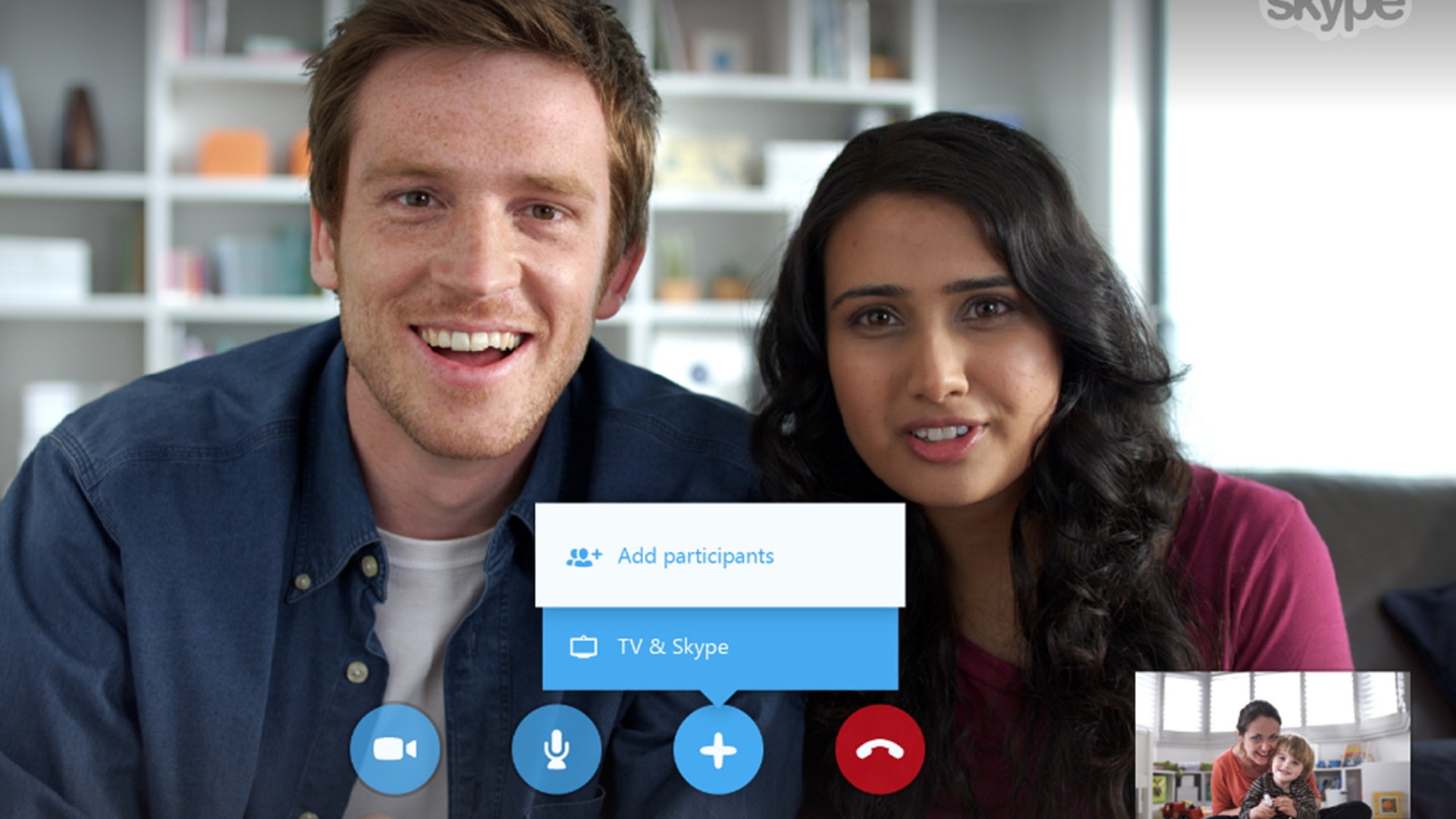 Die Samsung TV-App von Skype unterstützt ab sofort bis zu drei Anrufteilnehmer. Skype Videoanruf