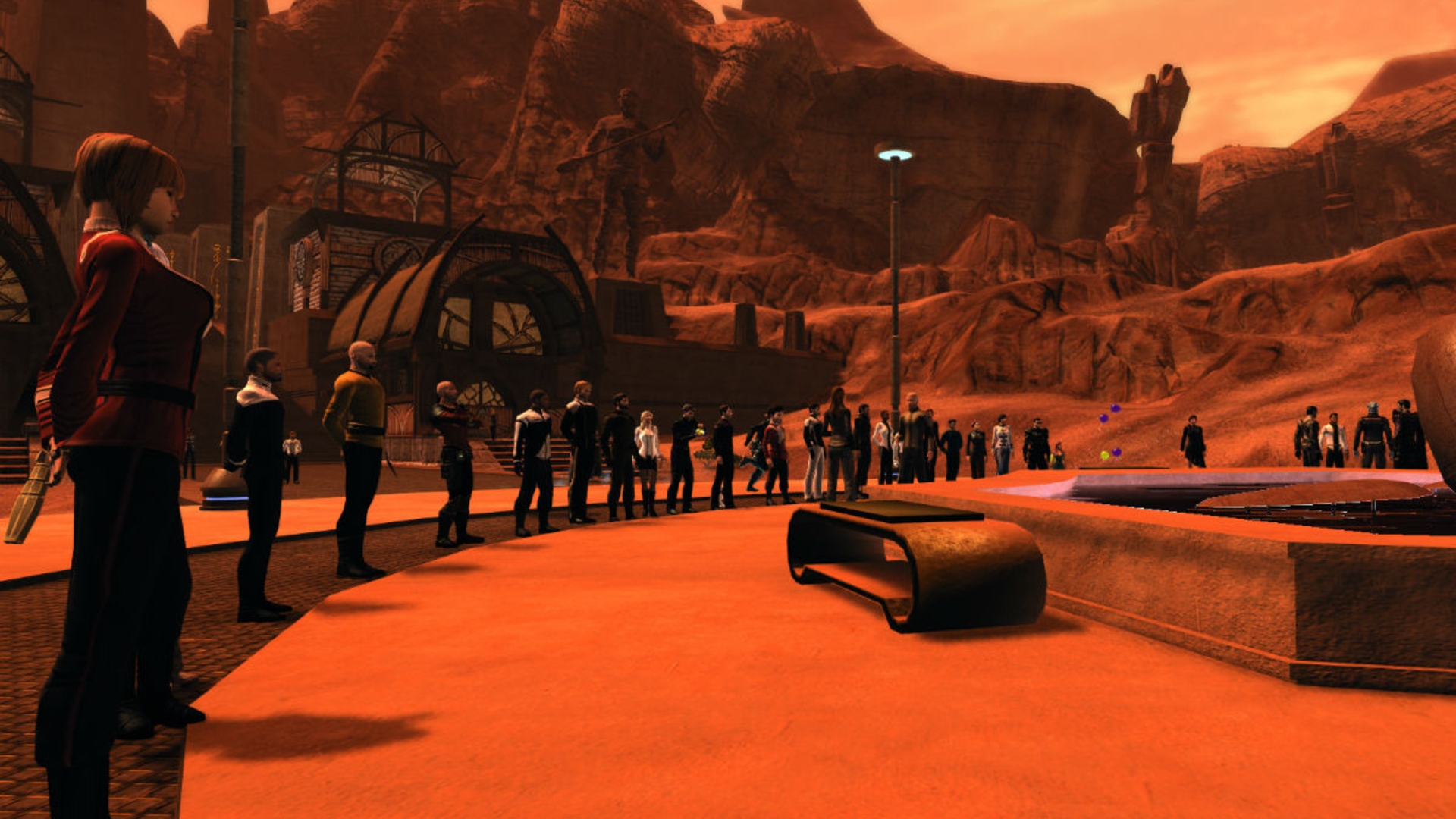 Star Trek Online-Spieler versammeln sich auf dem Planeten Vulkan, um an Spock zu erinnern.