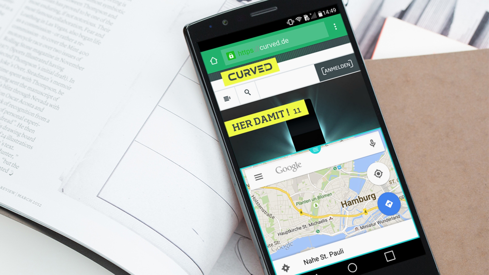 LG G4: Zwei Apps parallel auf dem Display dank Dual Window.