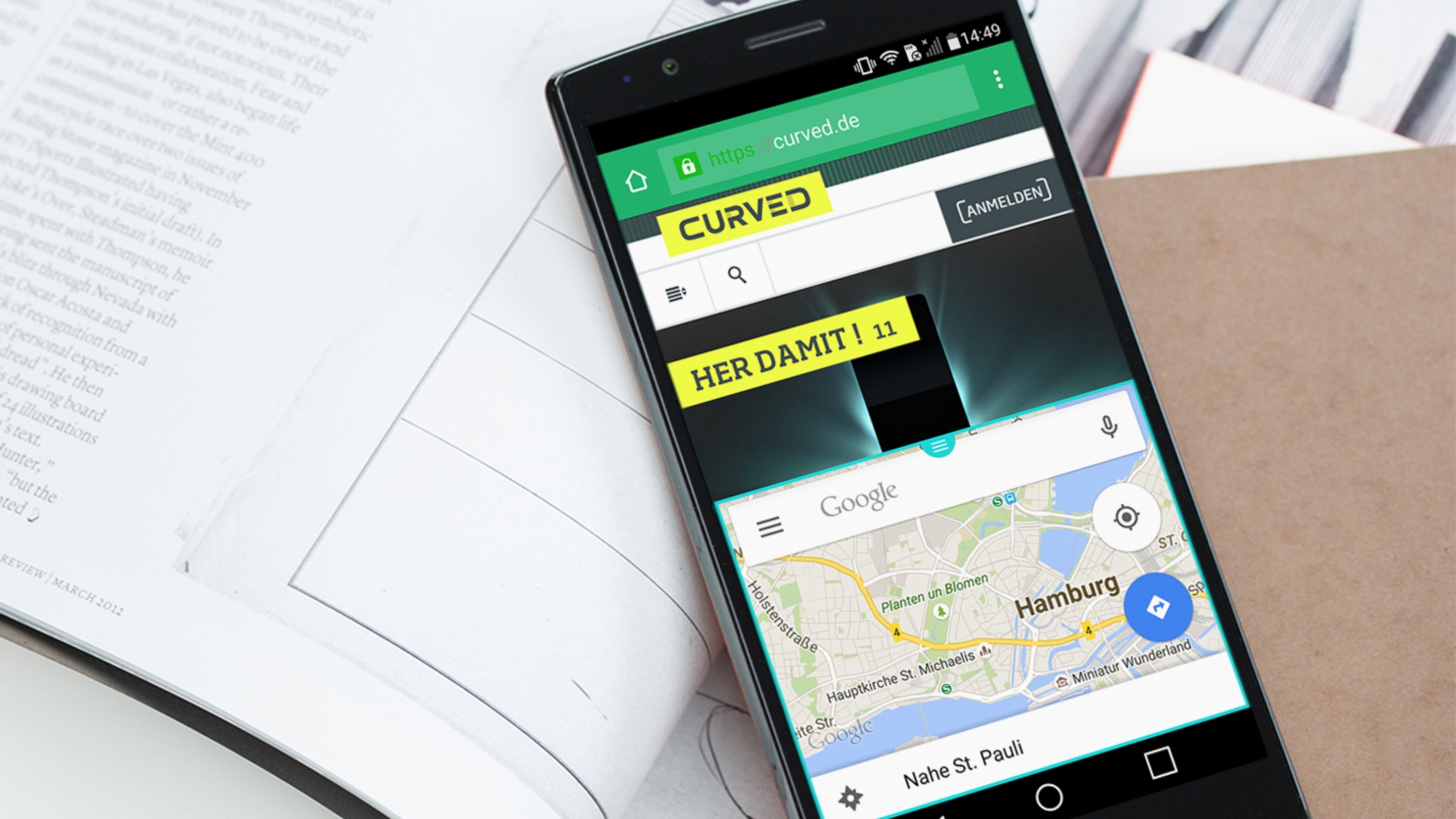 LG G4: Zwei Apps parallel auf dem Display dank Dual Window. LG G4: Zwei Apps parallel auf dem Display dank Dual Window.