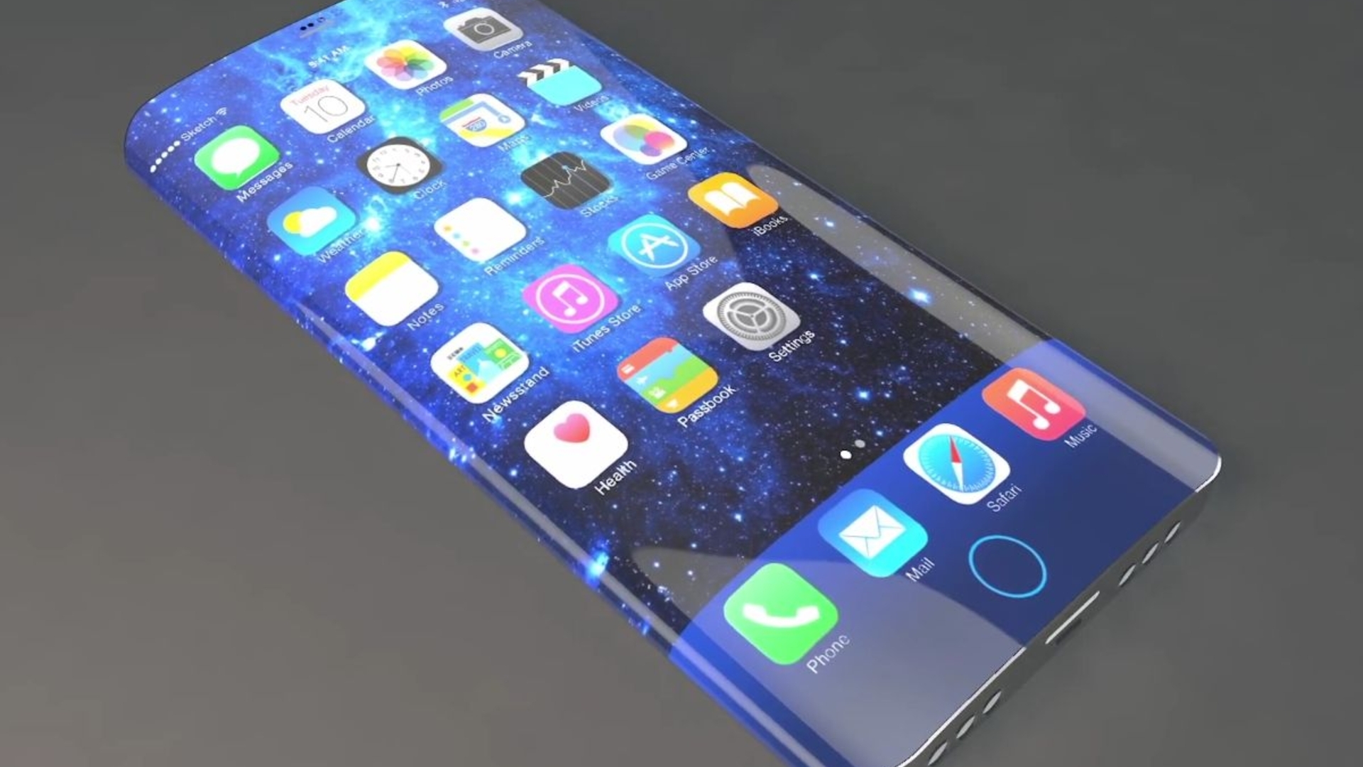 Das Konzept zeigt das iPhone 7 mit Curved-Display – und darin integriertem Home-Button