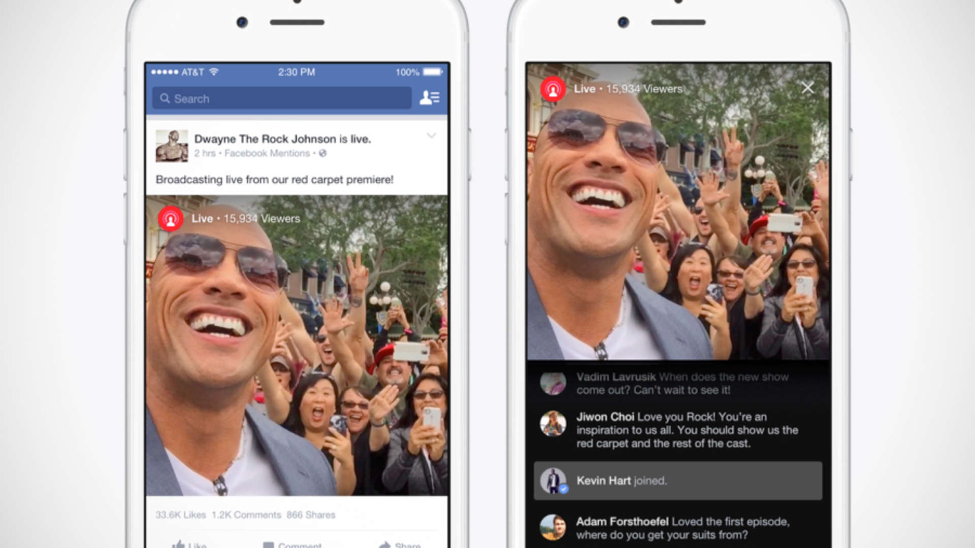 Dwayne Johnson war einer der ersten, die mit Facebook Live auf Sendung gingen