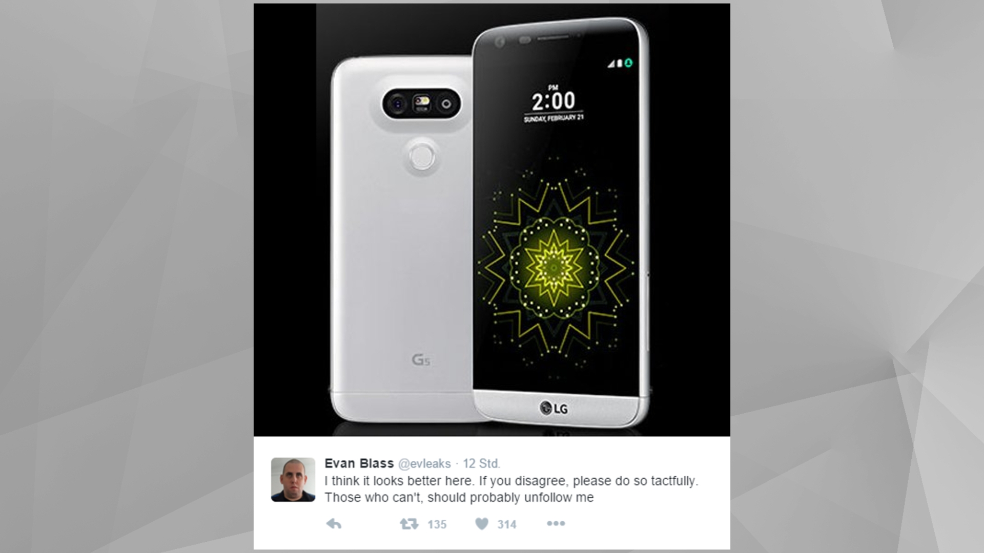 LG G5 twitter evleaks LG G5 twitter evleaks