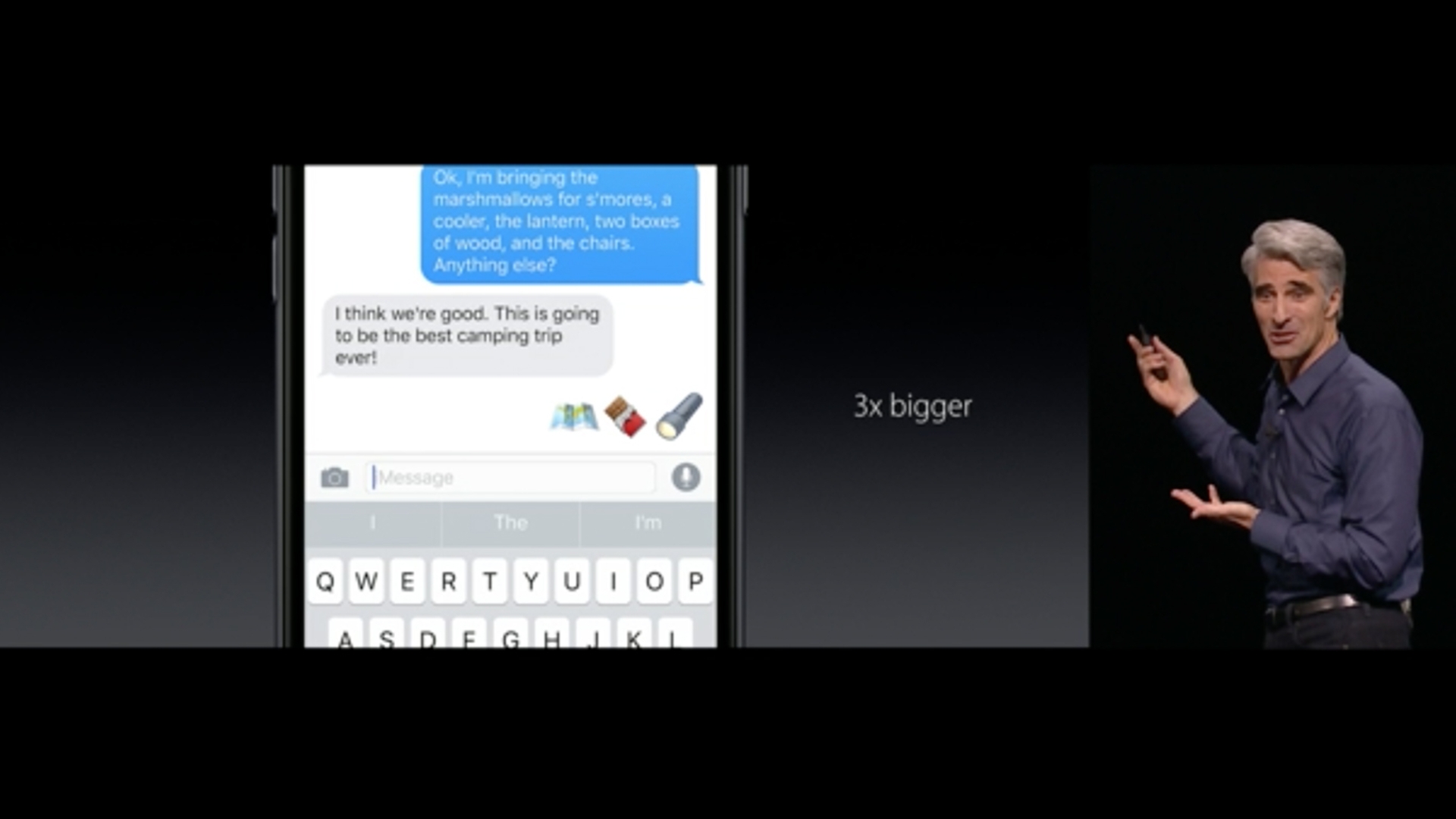 Die Emojis in iMessage werden drei Mal größer. Die Emojis in iMessage werden drei Mal größer.