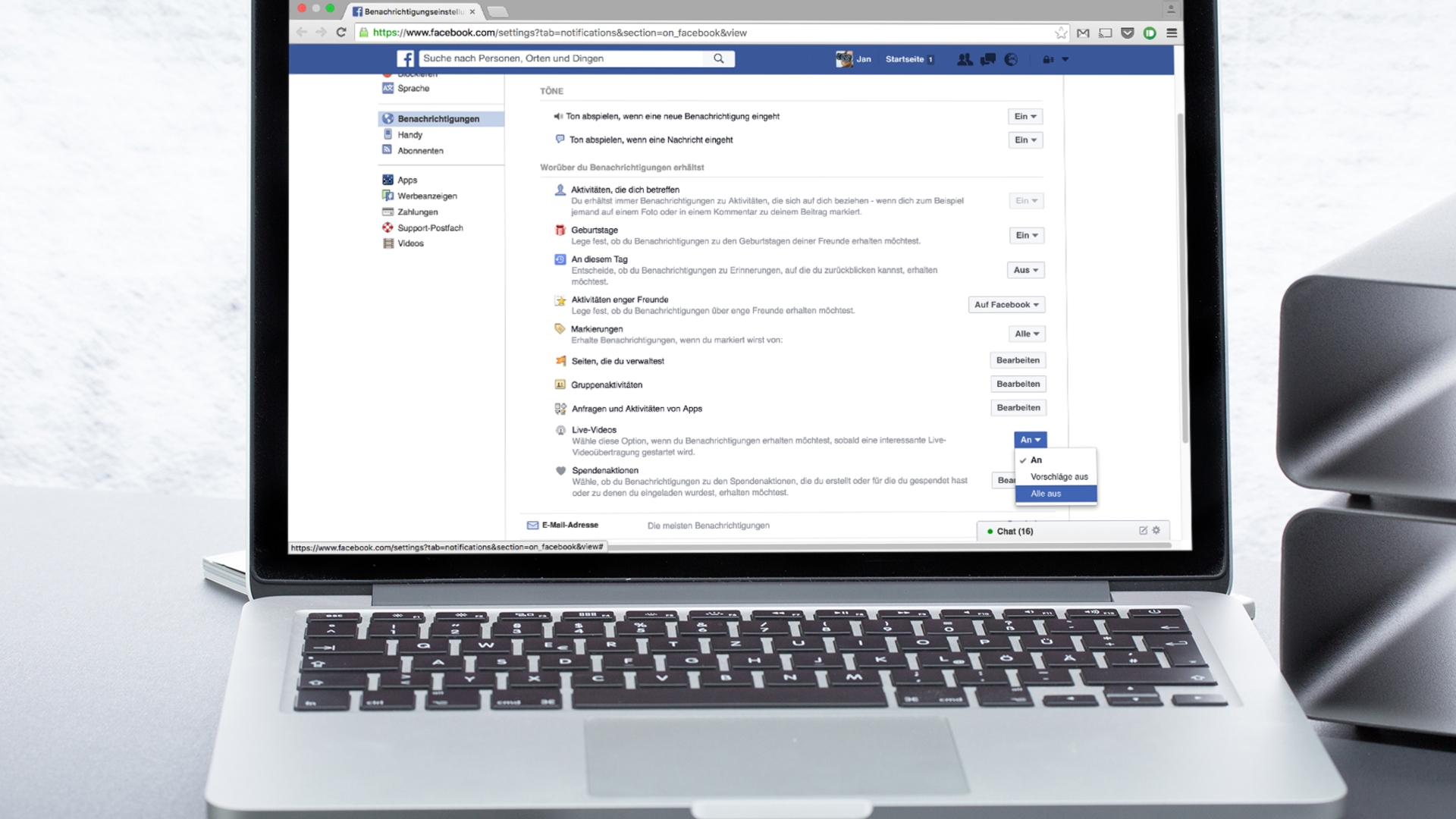 Facebook Live-Videos MacBook