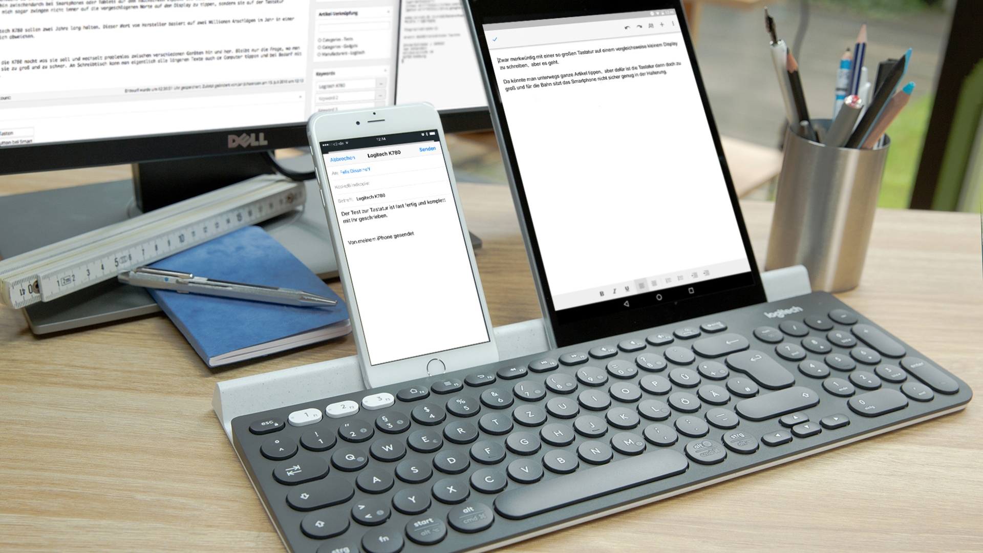 Logitech K780: Eine Tastatur für drei Geräte. Logitech K780: Eine Tastatur für drei Geräte.