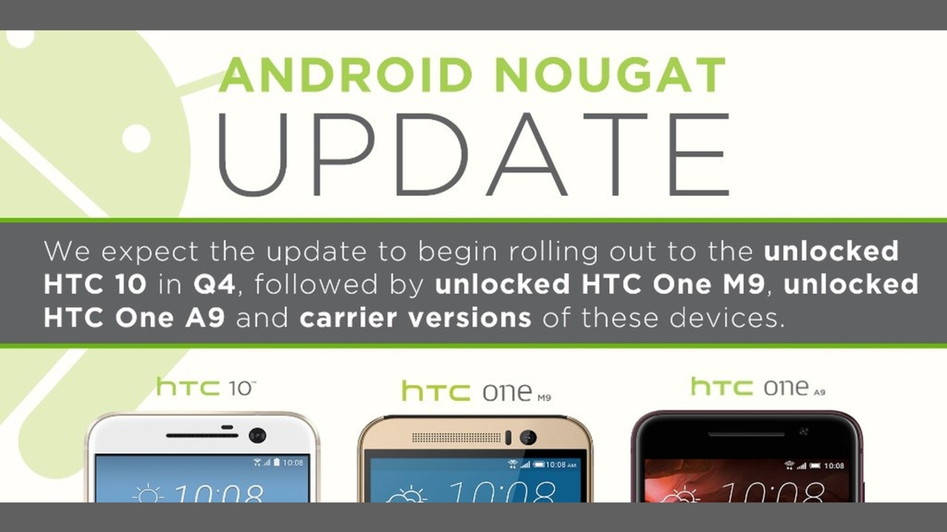 HTC 10 One A9 One M9 Android Nougat