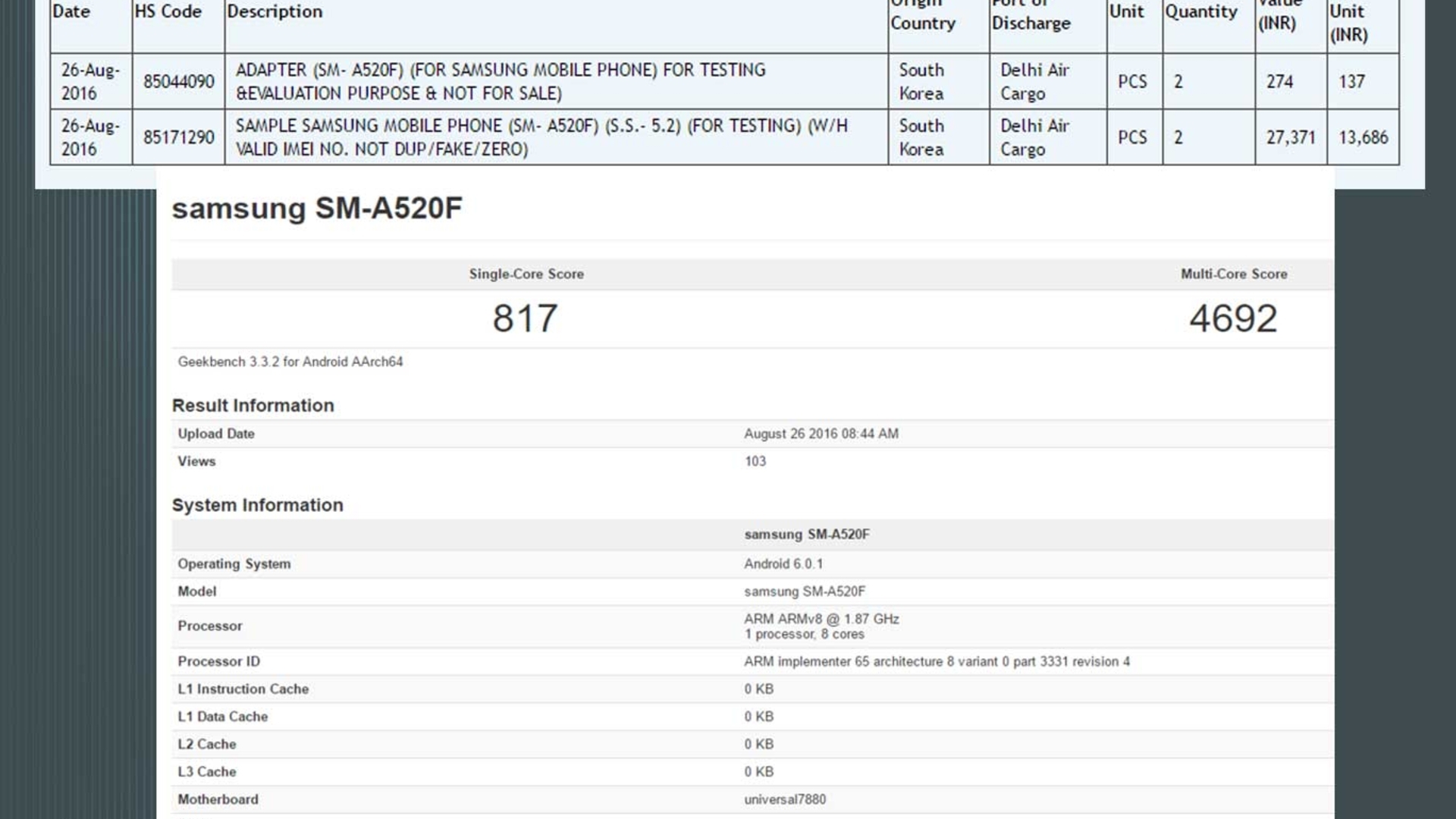 Galaxy A5 2017 Samsung Importliste Leak Indien Geekbench Exynos