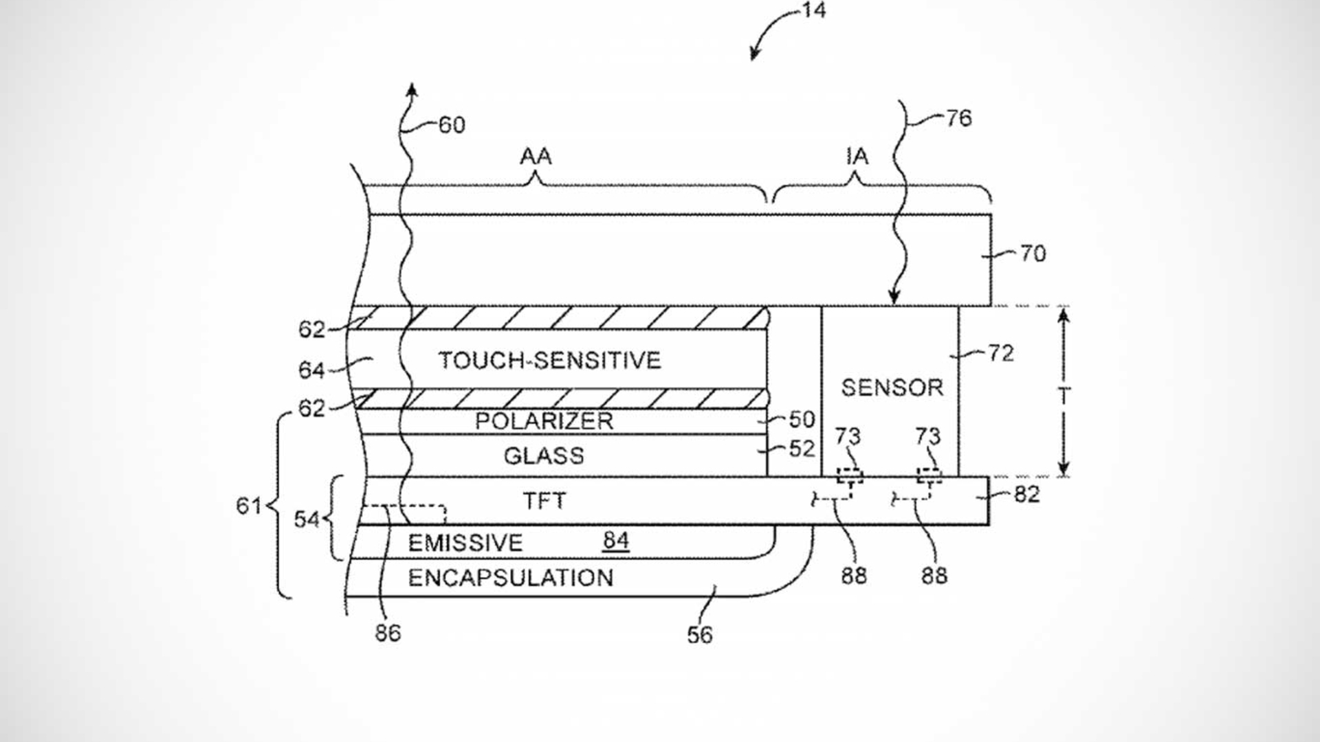 Apple iphone 8 Patent Licht Sensor Apple iphone 8 Patent Licht Sensor auf einer Ebene mit Display