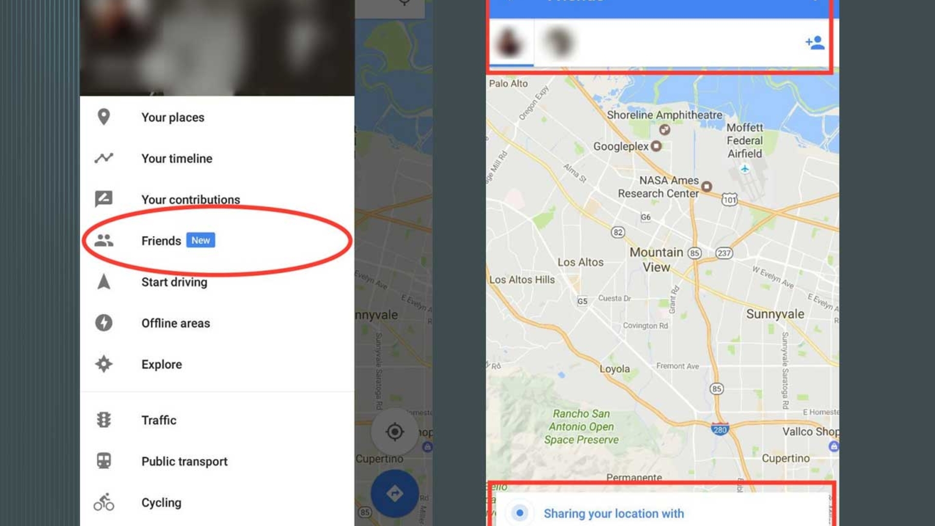 In der internen Google Maps-Version lässt sich der eigene Standort an Freunde teilen In der internen Google Maps-Version lässt sich der eigene Standort an Freunde teilen