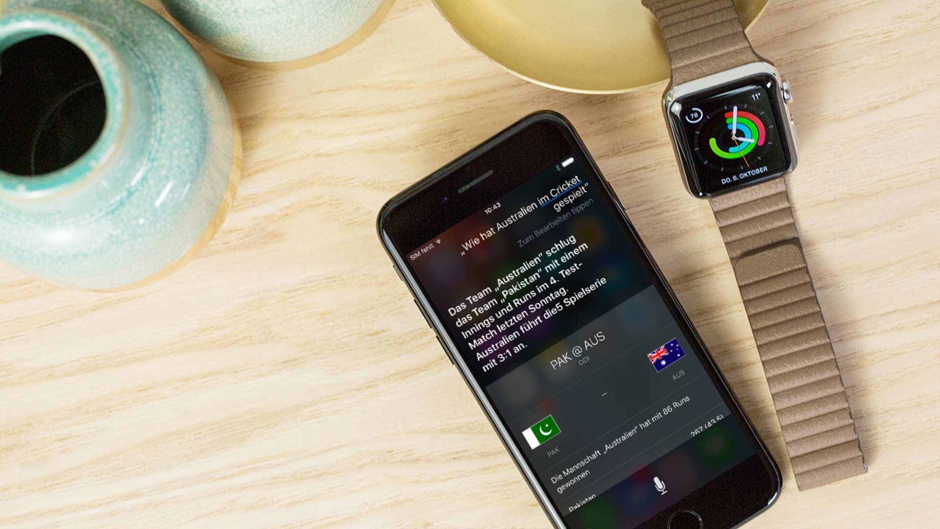 iOS 10.3 Beta 1: Siri kennt Cricket-Ergebnisse.