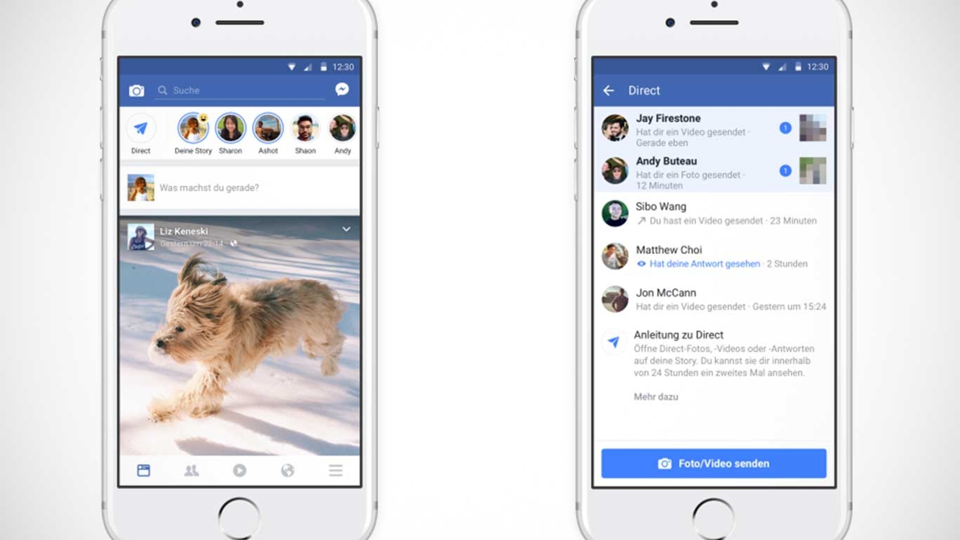 Facebook führt die Features "Stories" und "Direct" ein