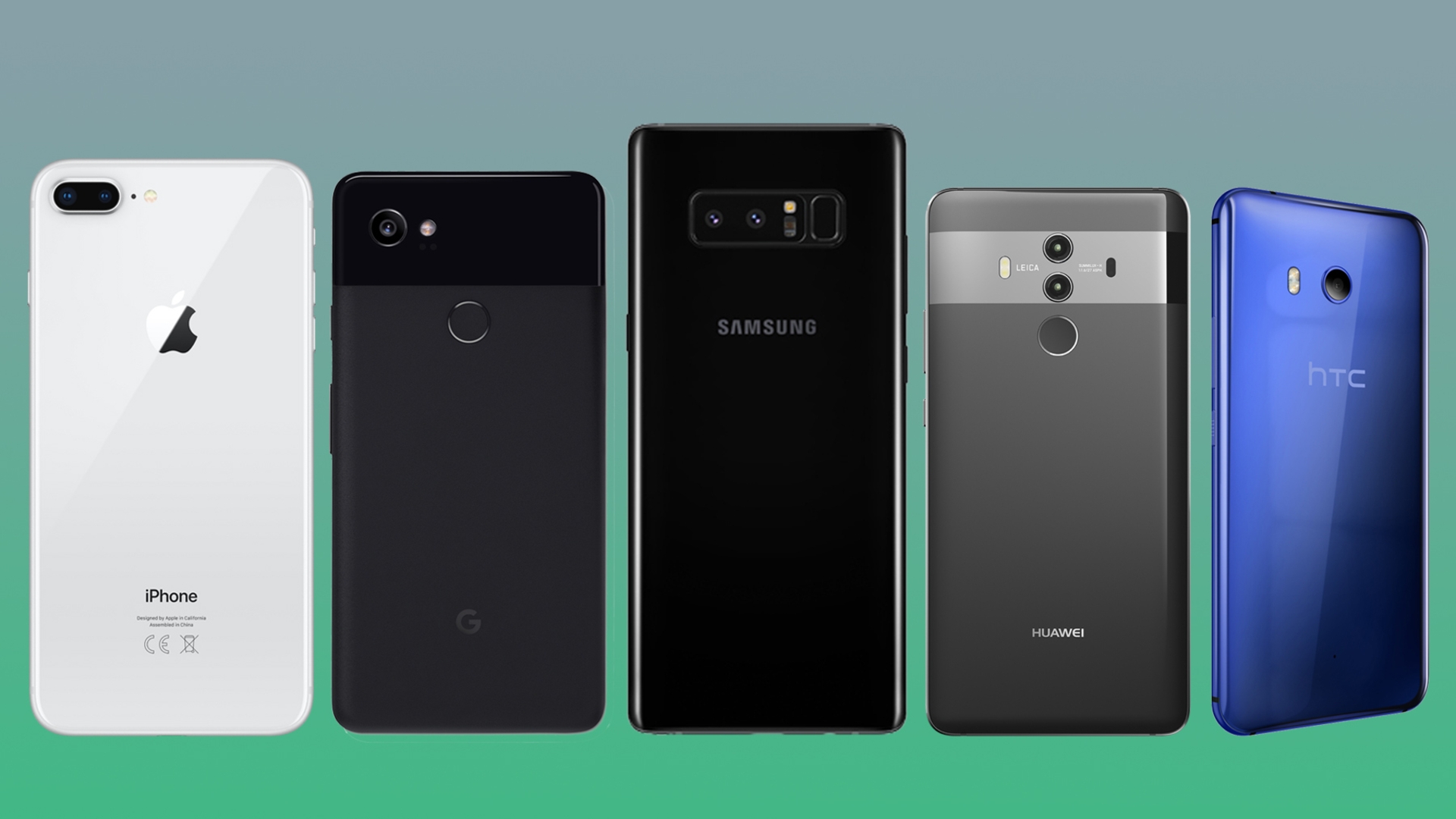Smartphone Vergleich Iphone 8 Plus, Google PIxel 2, Samsung Galaxy Note 8, Huawei Mate 10 Pro, htc U11 Smartphone Vergleich Iphone 8 Plus, Google PIxel 2, Samsung Galaxy Note 8, Huawei Mate 10 Pro, htc U11