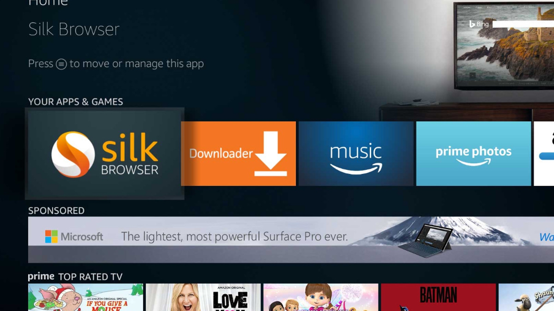 Amazons Silk-Browser steht auf Fire TV-Geräten als App bereit Amazons Silk-Browser steht auf Fire TV-Geräten als App bereit