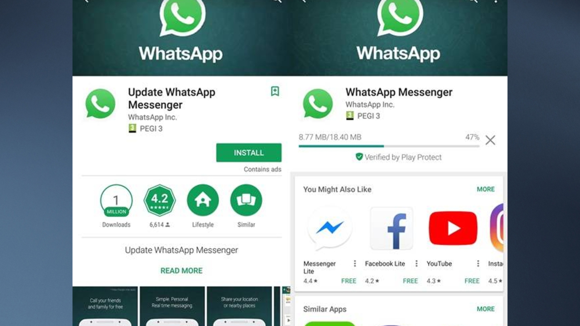 Die WhatsApp-Fälschung ist beispielsweise an der Zahl der Downloads erkennbar Die WhatsApp-Fälschung ist beispielsweise an der Zahl der Downloads erkennbar