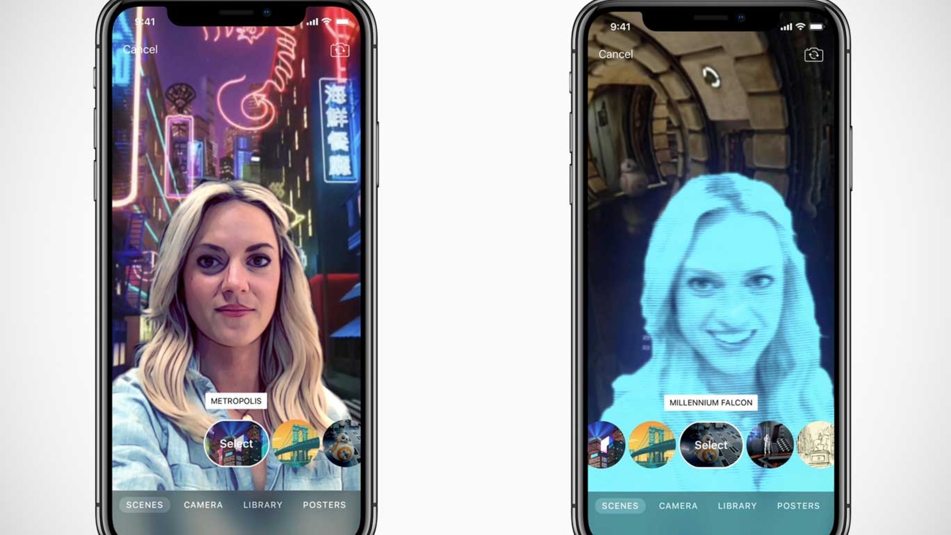 Mit "Selfie Szenen" von Apple Clips 2.0 könnt Ihr in Star-Wars-Raumschiffen und weiteren Orten Platz nehmen Mit "Selfie Szenen" von Apple Clips 2.0 könnt Ihr in Star-Wars-Raumschiffen und weiteren Orten Platz nehmen