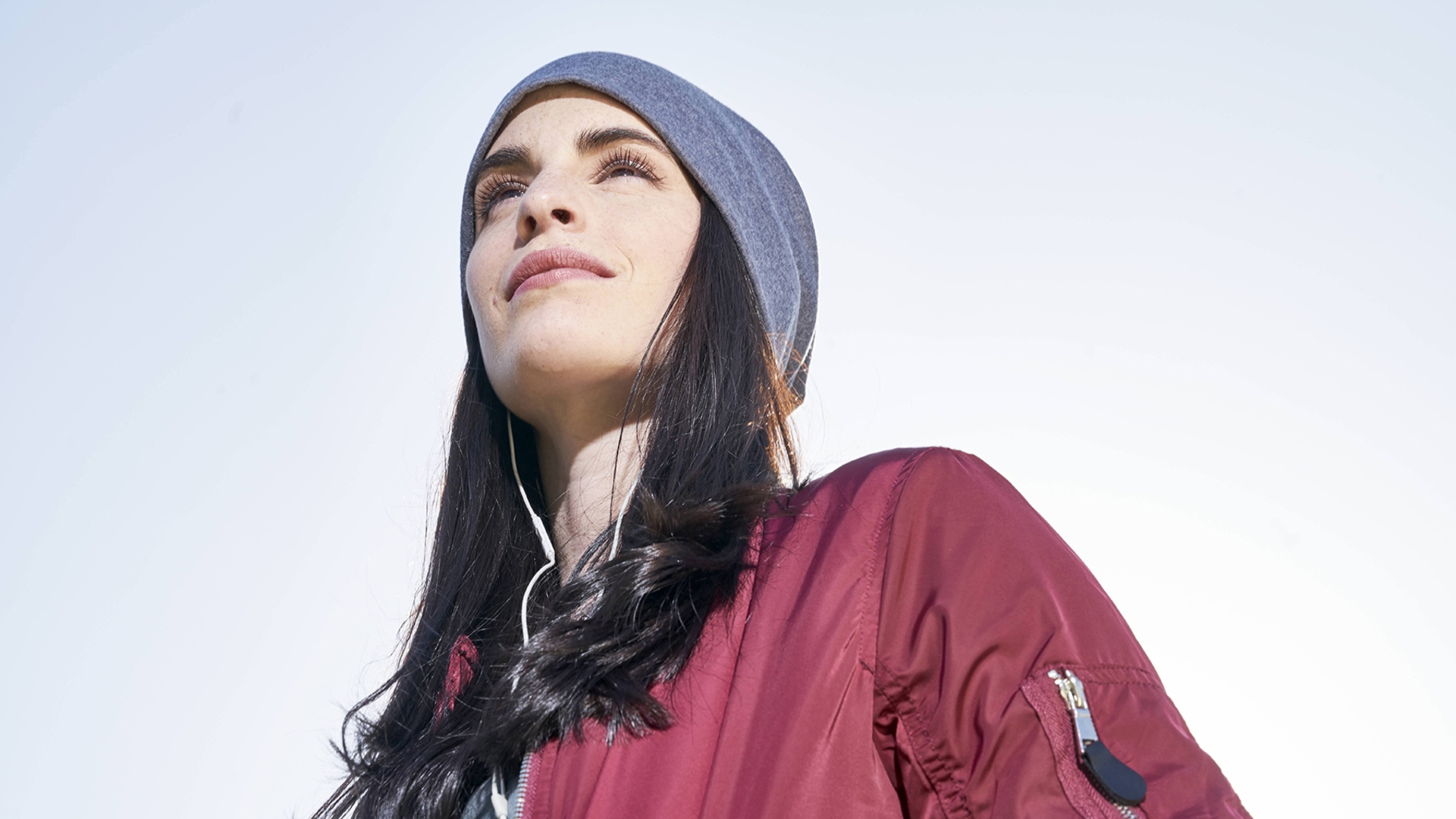 Frau, Kopfhörer, In Ears Frau, Kopfhörer, In Ears