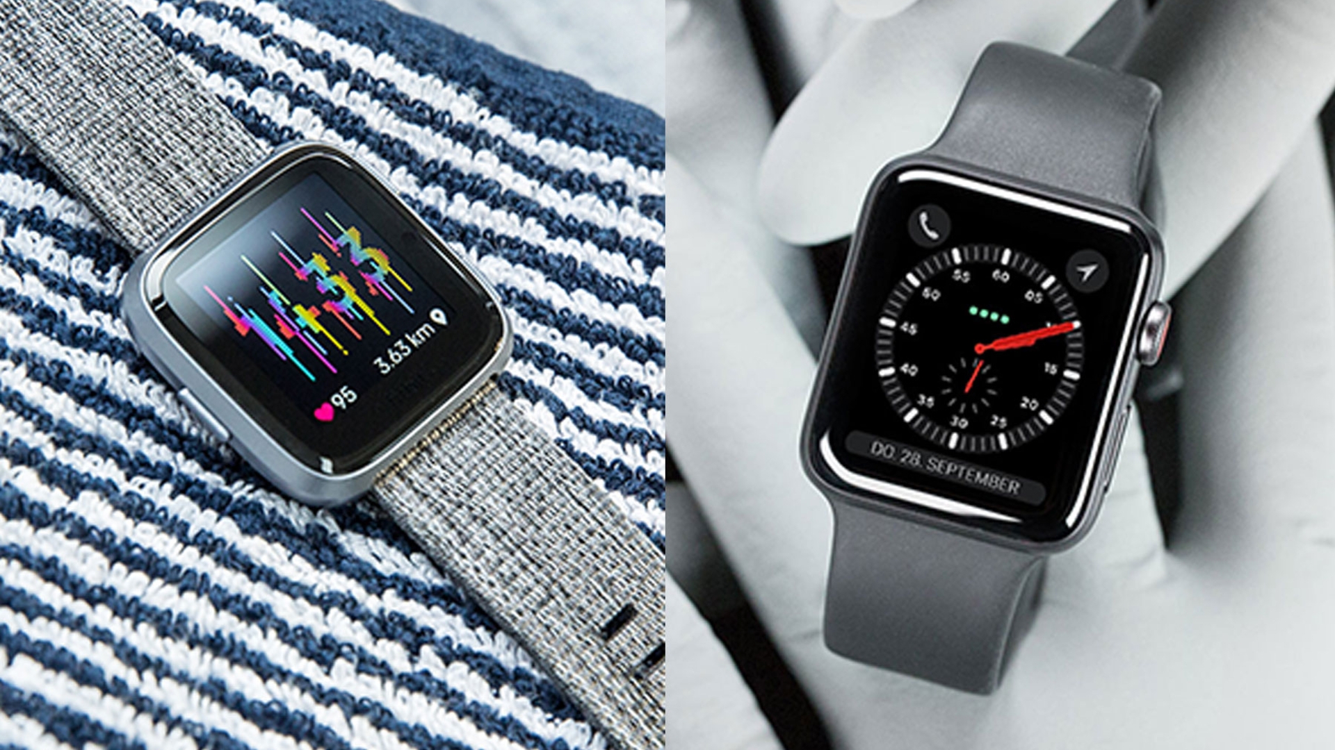 Fitbit Versa und Apple Watch Series 3