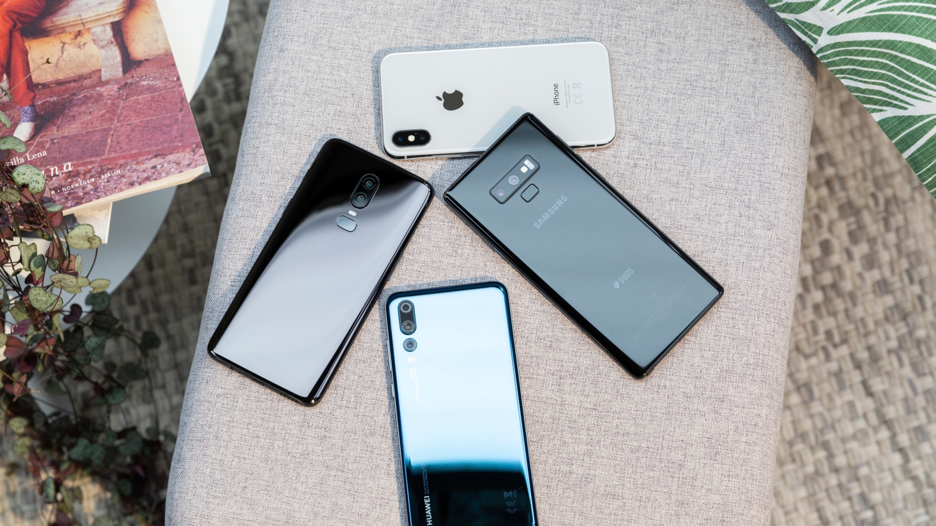 iPhone X, OnePlus 6, Huawei P20 Pro, Galaxy Note 9