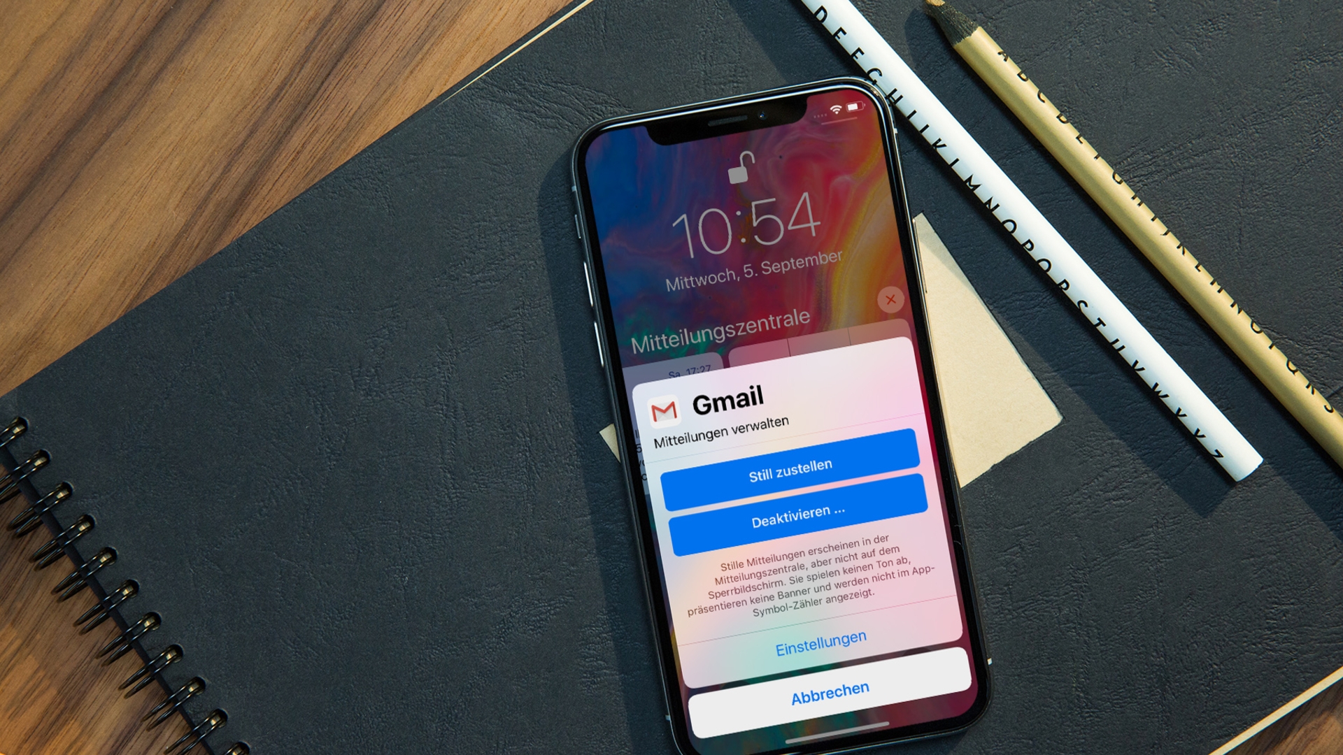 iPhone X, Optionen für Mitteilungen