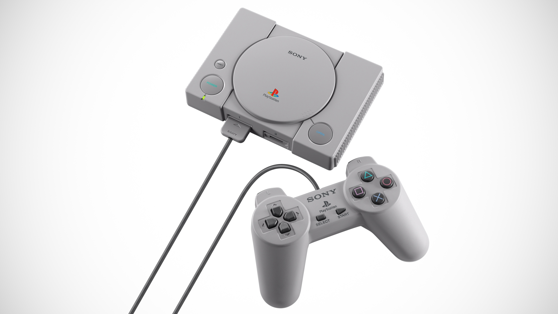 Playstation Classic Die Playstation Classic vor weißem Hintergrund