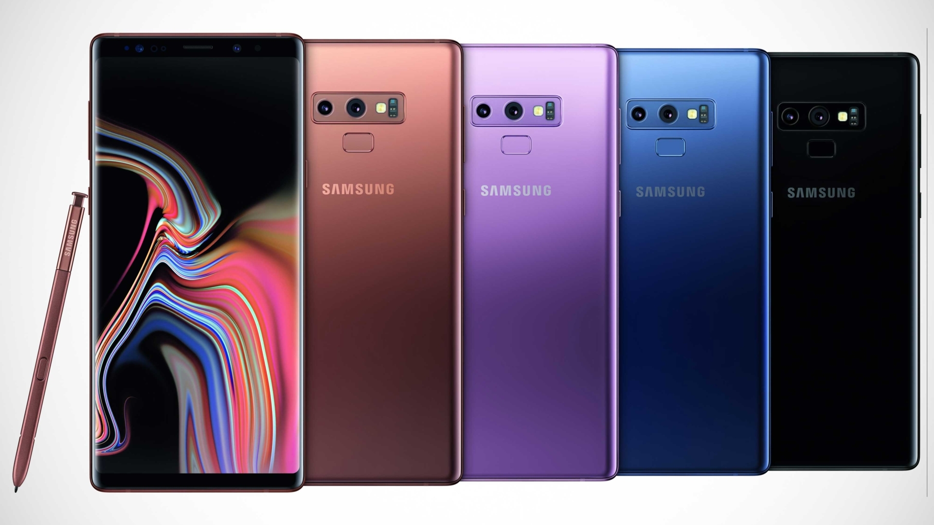 Galaxy-Note-9-Farben Samsung Galaxy Note 9 in Gold, Lila, Schwarz und Blau
