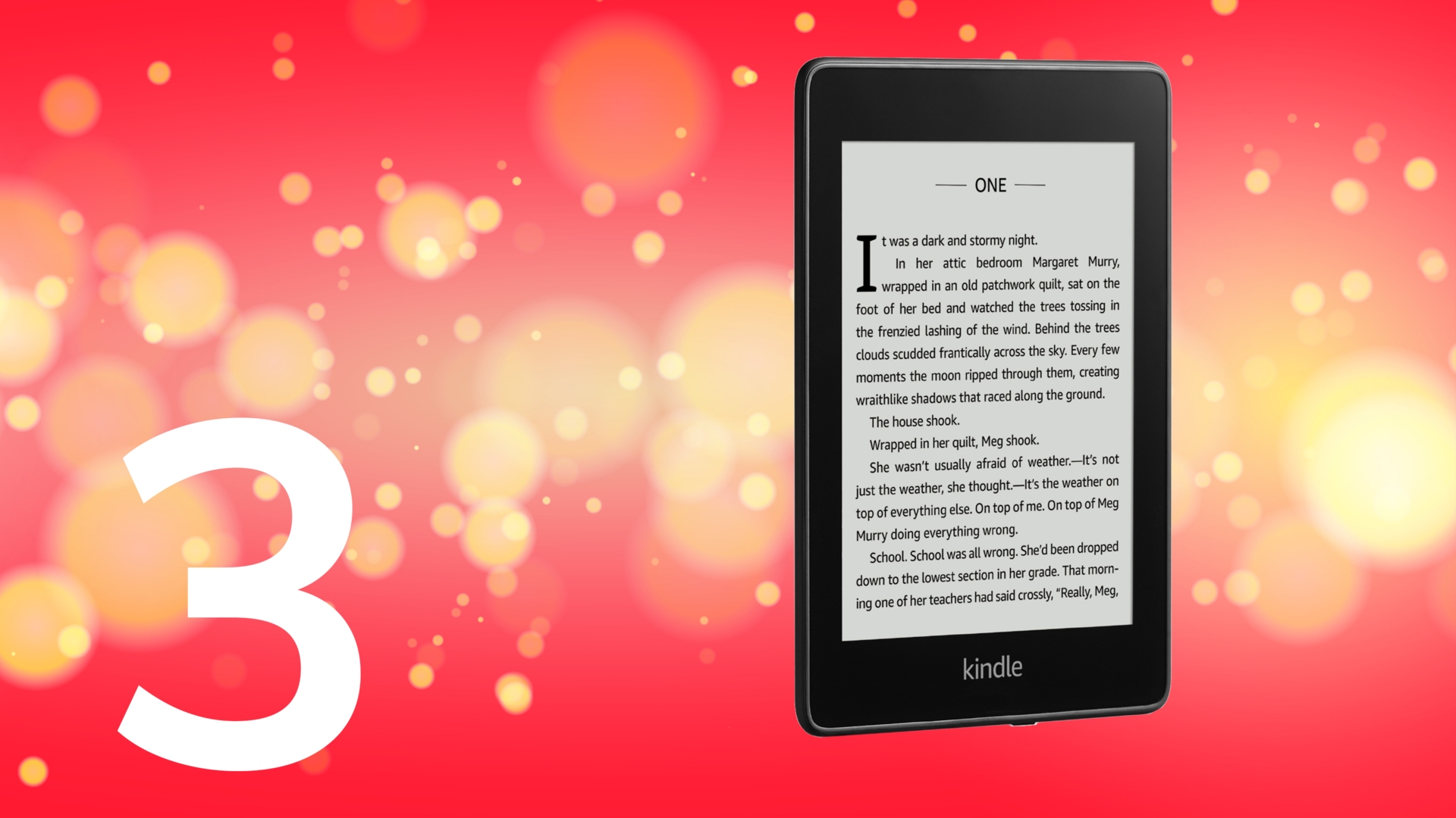 Amazon Kindle Paperwhite vor rotem Hintergrund.