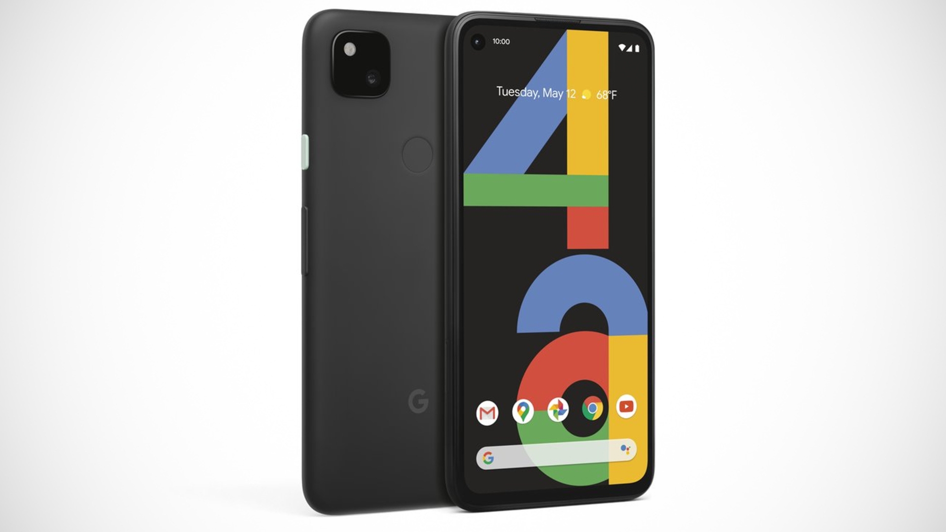 Google Pixel 4a Das Google Pixel 4a in der Farbe Schwarz von vorne und hinten