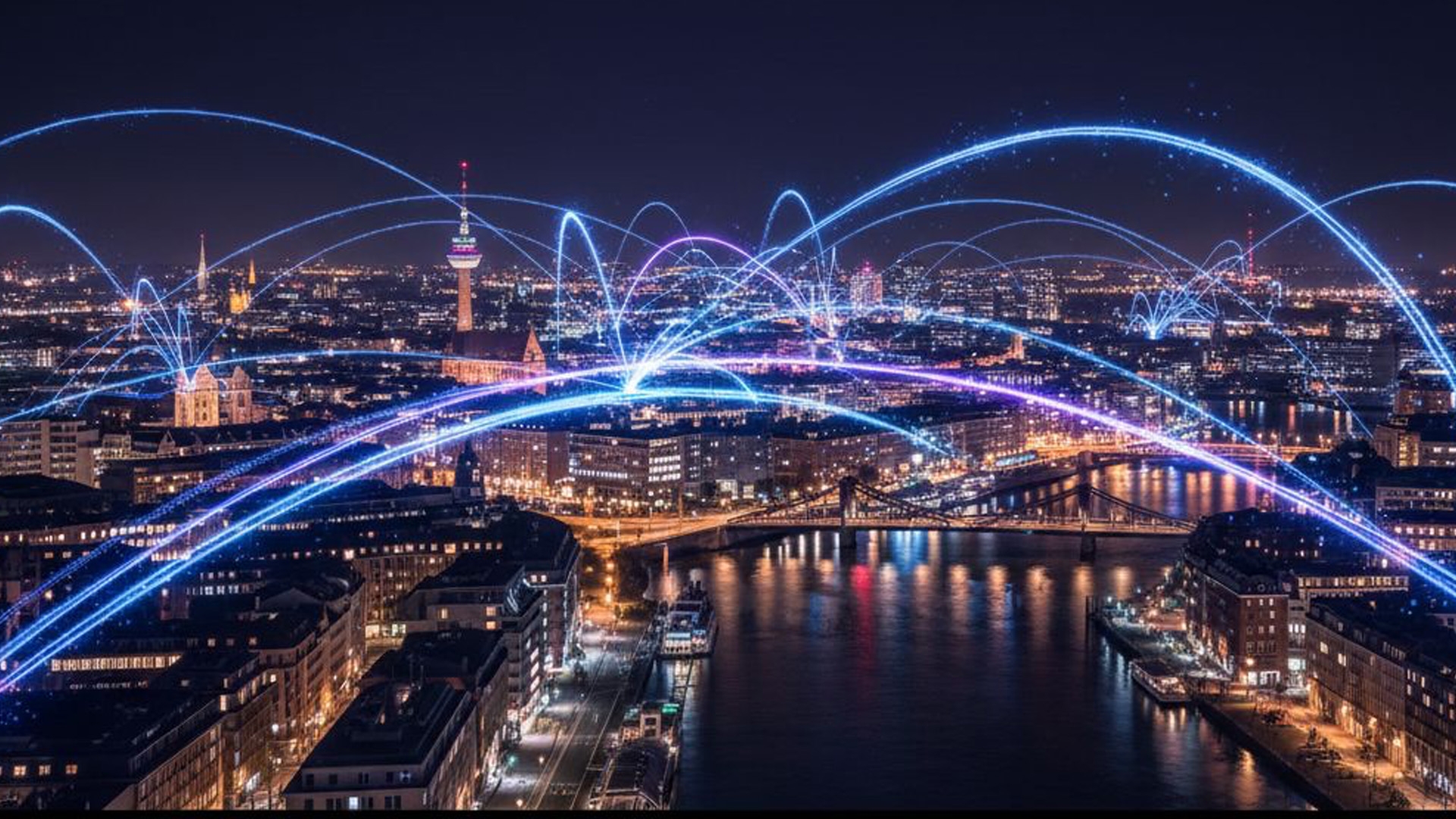 Der Datenverbrauch in Deutschland steigt. Aber wie viel benötigt ihr bei eurem Nutzungsverhalten? Mobilfunkströme sichtbar in einer Großstadt