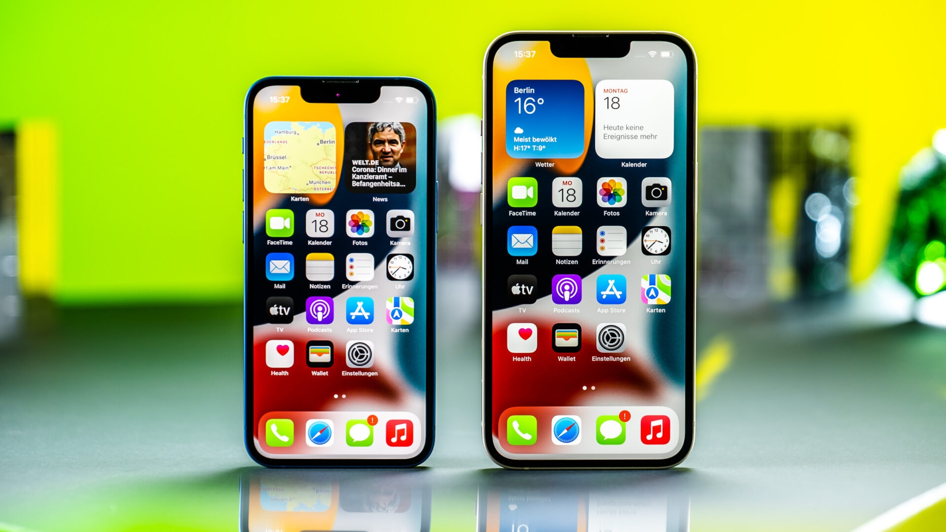 Das iPhone 16 mini wäre vermutlich so groß wie das iPhone 13 mini (links) geworden. Es erschien allerdings nie. iPhone 13 mini und iPhone 13