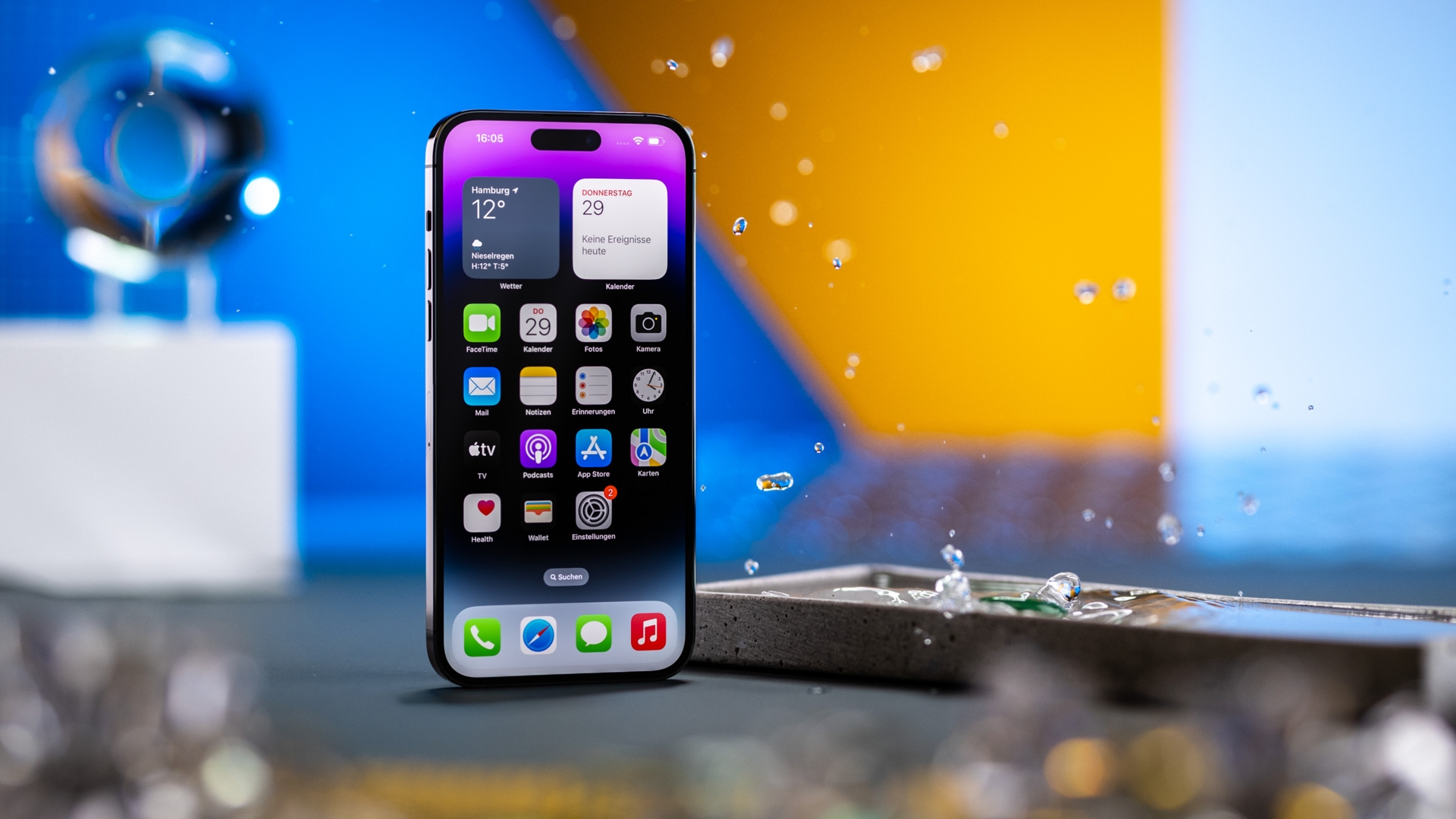 Das iPhone 14 Pro Max bekommt Apple Intelligence leider nicht mehr iPhone 14 Pro Max Wassertropfen