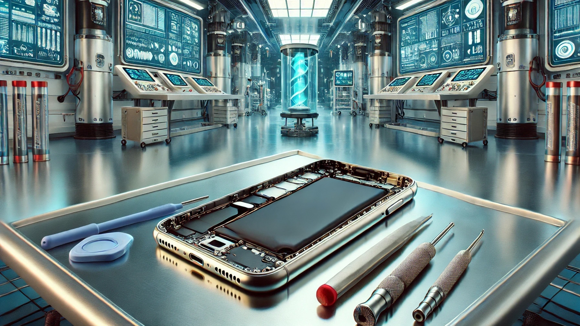 Apple werkelt immer noch an iOS 18 ... KI-Bild eines Akkutauschs beim iPhone