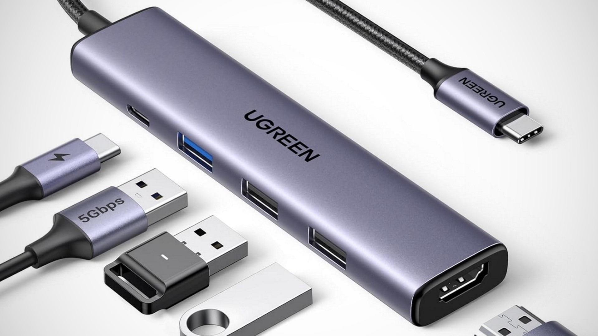 Mit dem schmalen Dock habt ihr alle wichtigen Anschlüsse für euren Laptop parat – das Gadget sollte auch mit USB-C-iPads funktionieren Ugreen Dock für Laptops