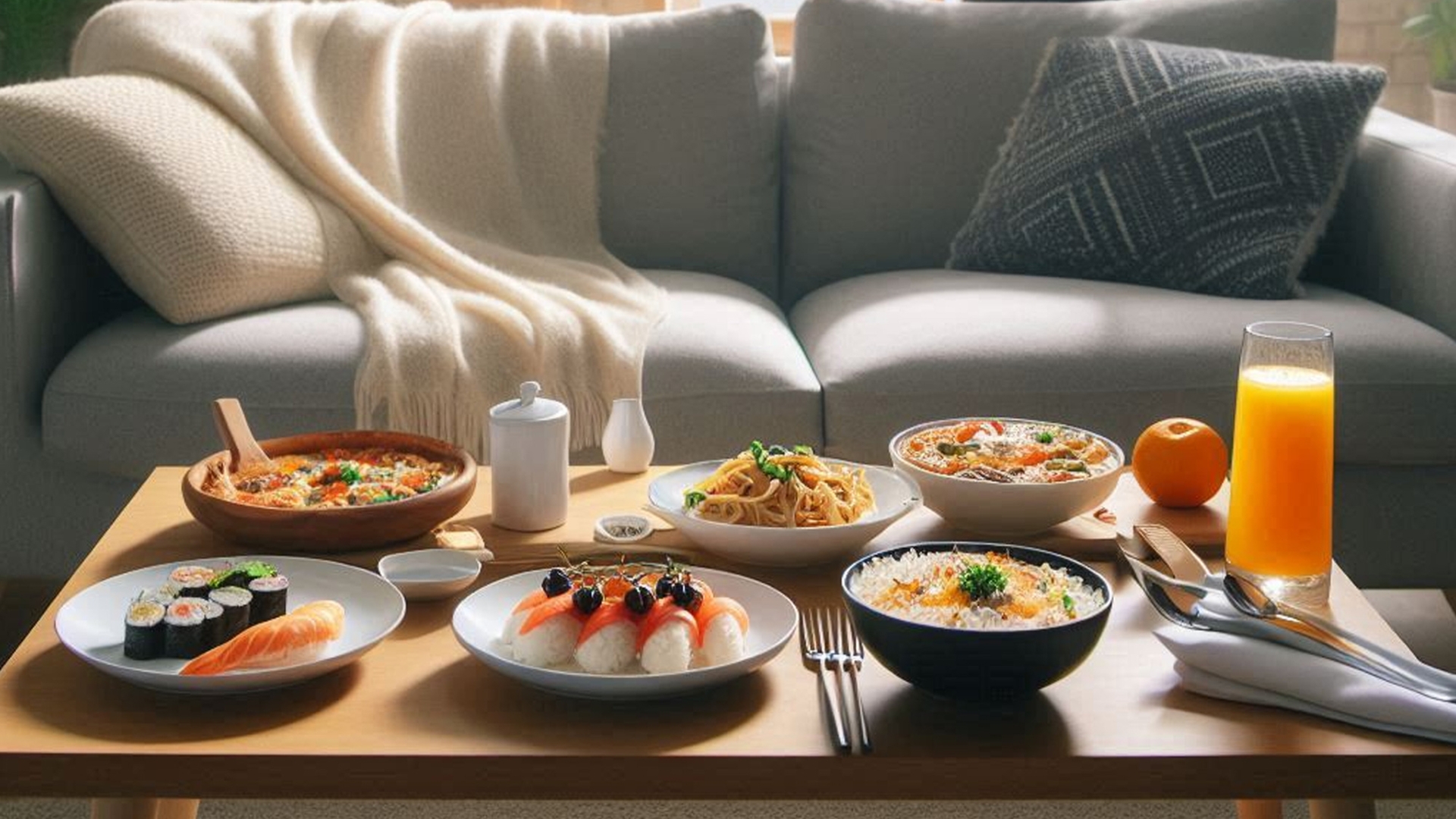 Auch ein solches Festmahl ist mit Lieferando möglich Bestelltes Essen