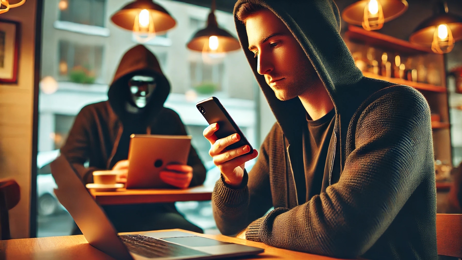 Passt auf, dass ihr nicht auf die fiesen Tricks der Kriminellen hereinfallt Phishing Hacker-Angriff Cafe