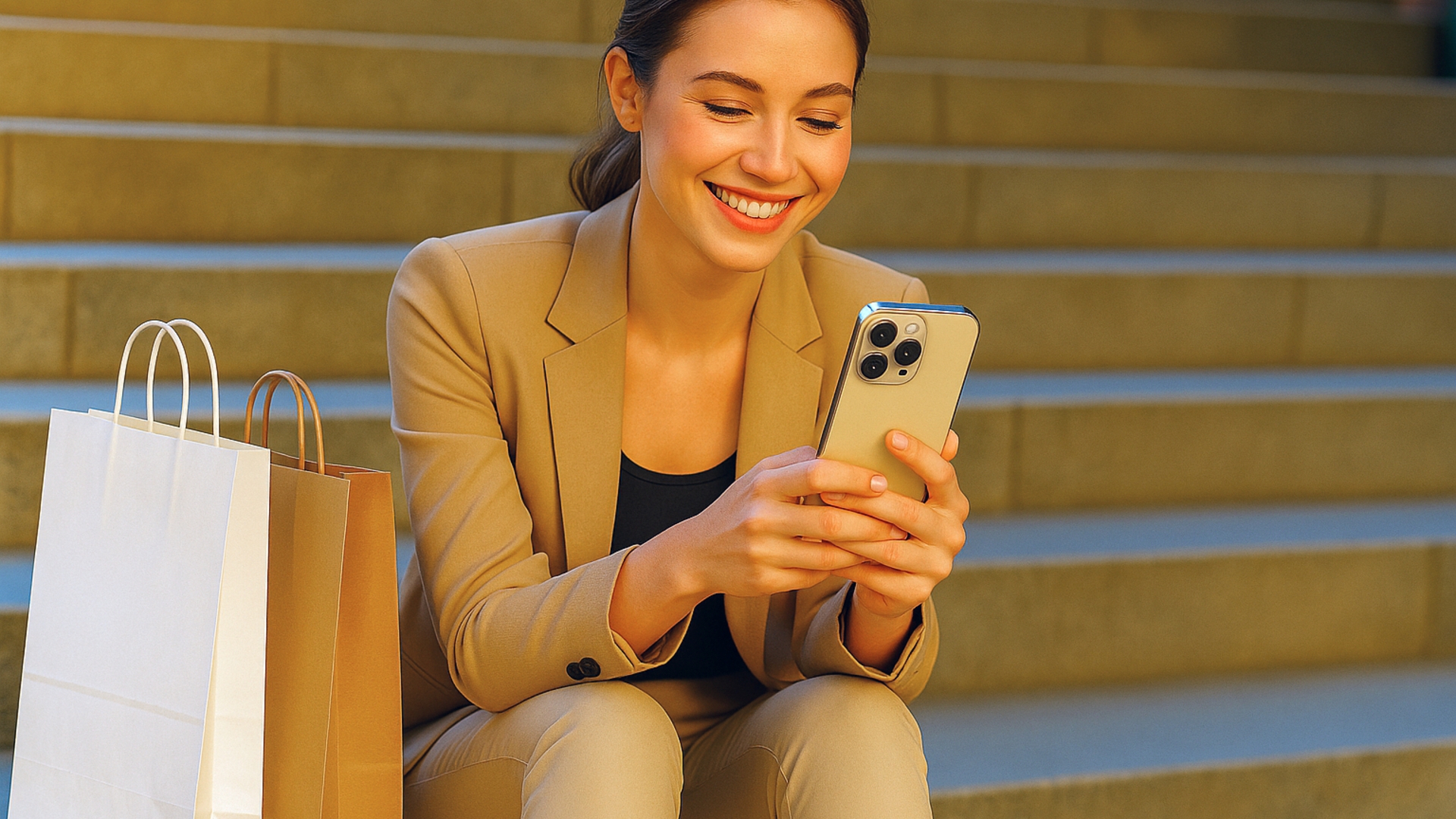 Eine Beispielrechnung zeigt, ab wann eine Handyversicherung sinnvoll sein kann Frau mit Smartphone
