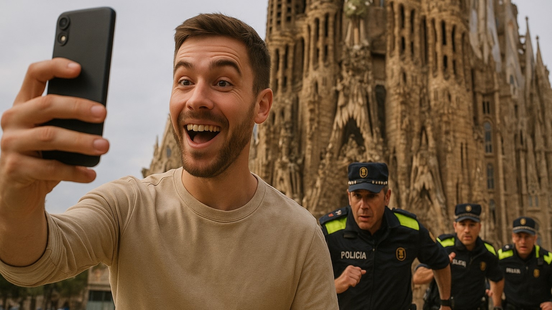 Selfie in Spanien mit Polizei