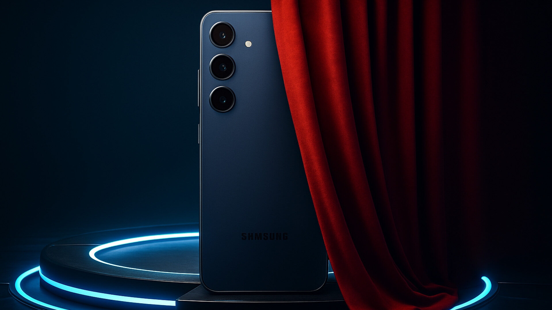 Das Galaxy S25 FE hinter einem Vorhang