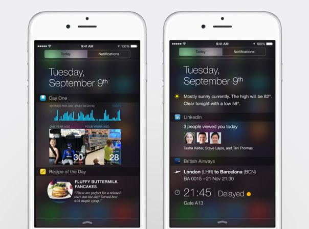iPhone 6, Notification Center