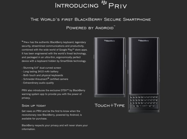 Blackberry Priv Pre-Order