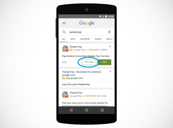 Google Developers Blog - Search Trial Run Ad for Panda Pop