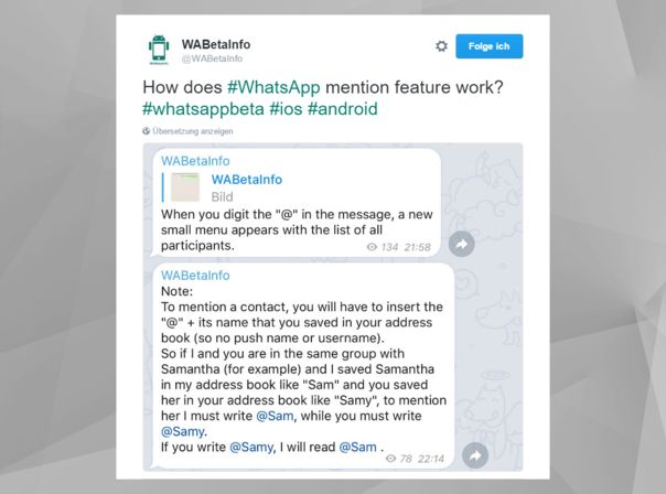 Twitter WABetaInfo Usereinbettung