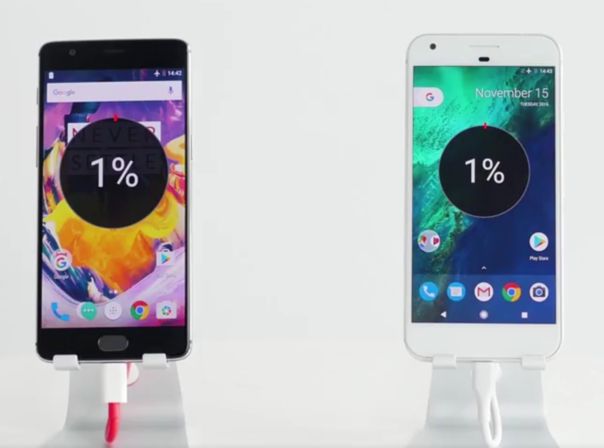 OnePlus 3T Dash Charge vs Google Pixel XL Twitter OnePlus