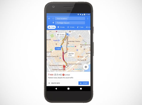 Google Maps schätzt die Parksituation ein