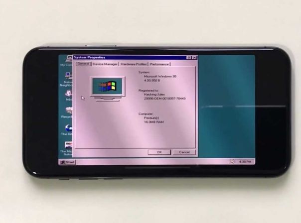 Auf dem iPhone X läuft offenbar auch Windows 95