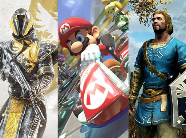 Destiny 2, Mario Kart 8, Skyrim