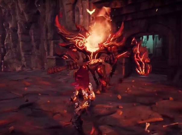 Darksiders 3: Fighting a Lava Brute